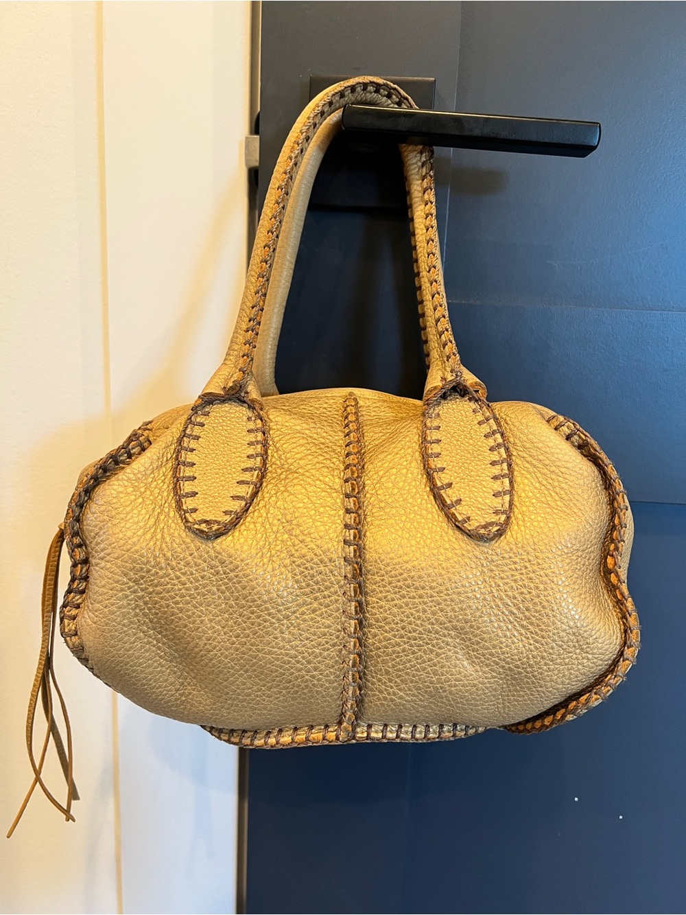 Vintage Carlos Falchi Mini Barrel Leather Bag - Picture 4 of 7